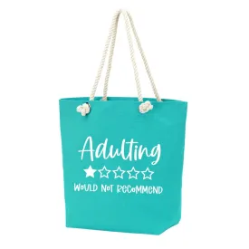 Adulting Castaway Tote With Rope Handles | Personalized