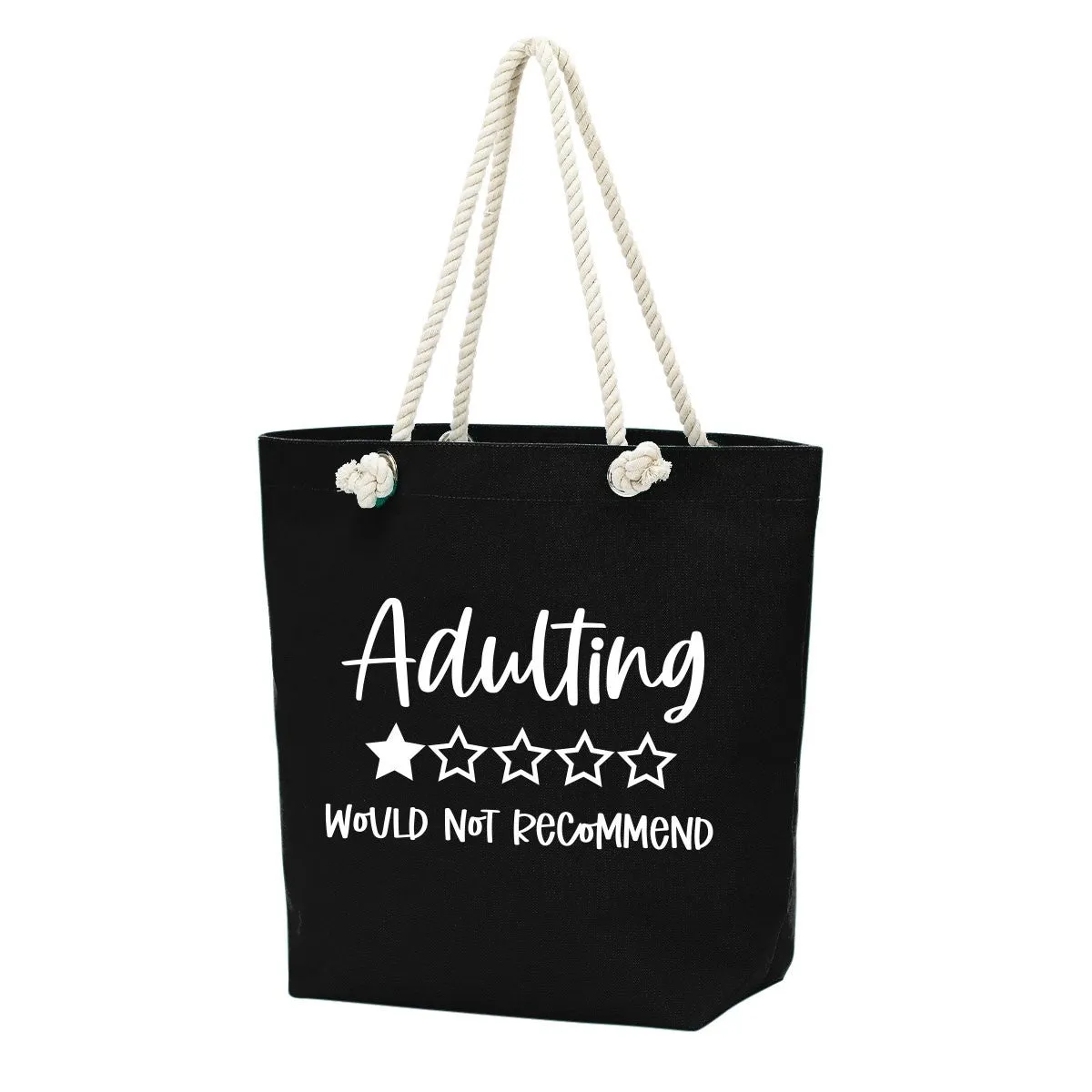 Adulting Castaway Tote With Rope Handles | Personalized