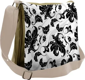 Ambesonne Floral Messenger Bag, Abstract Leaf Ivy Swirl, Unisex Cross-body