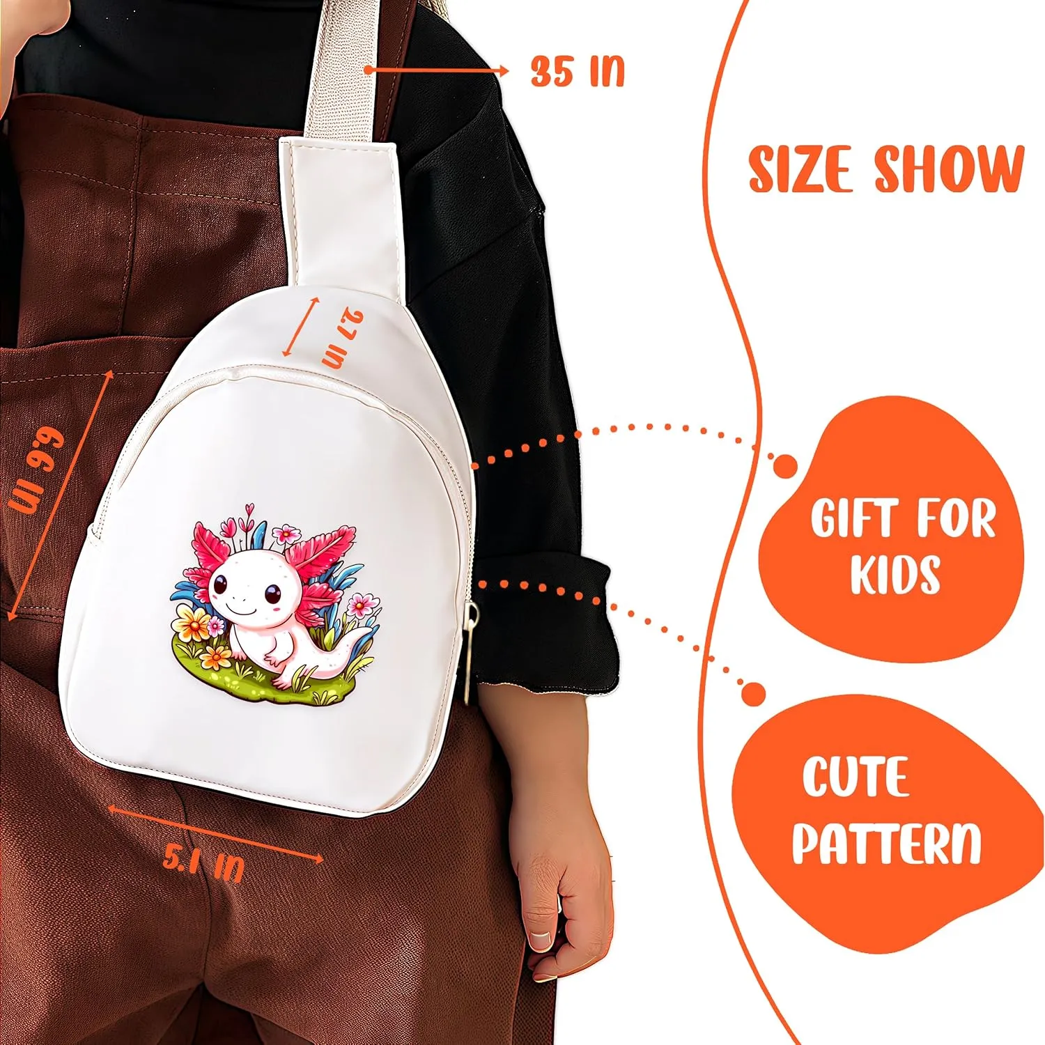 Axolotl Mini Sling Bag, Crossbody Bag, Toddler Purse For Kids Girl, Birthday Gift For 4 5 6 7 8 9 10 11 12 Year Old Gifts For Daughter, Granddaughter, Sister, Niece!