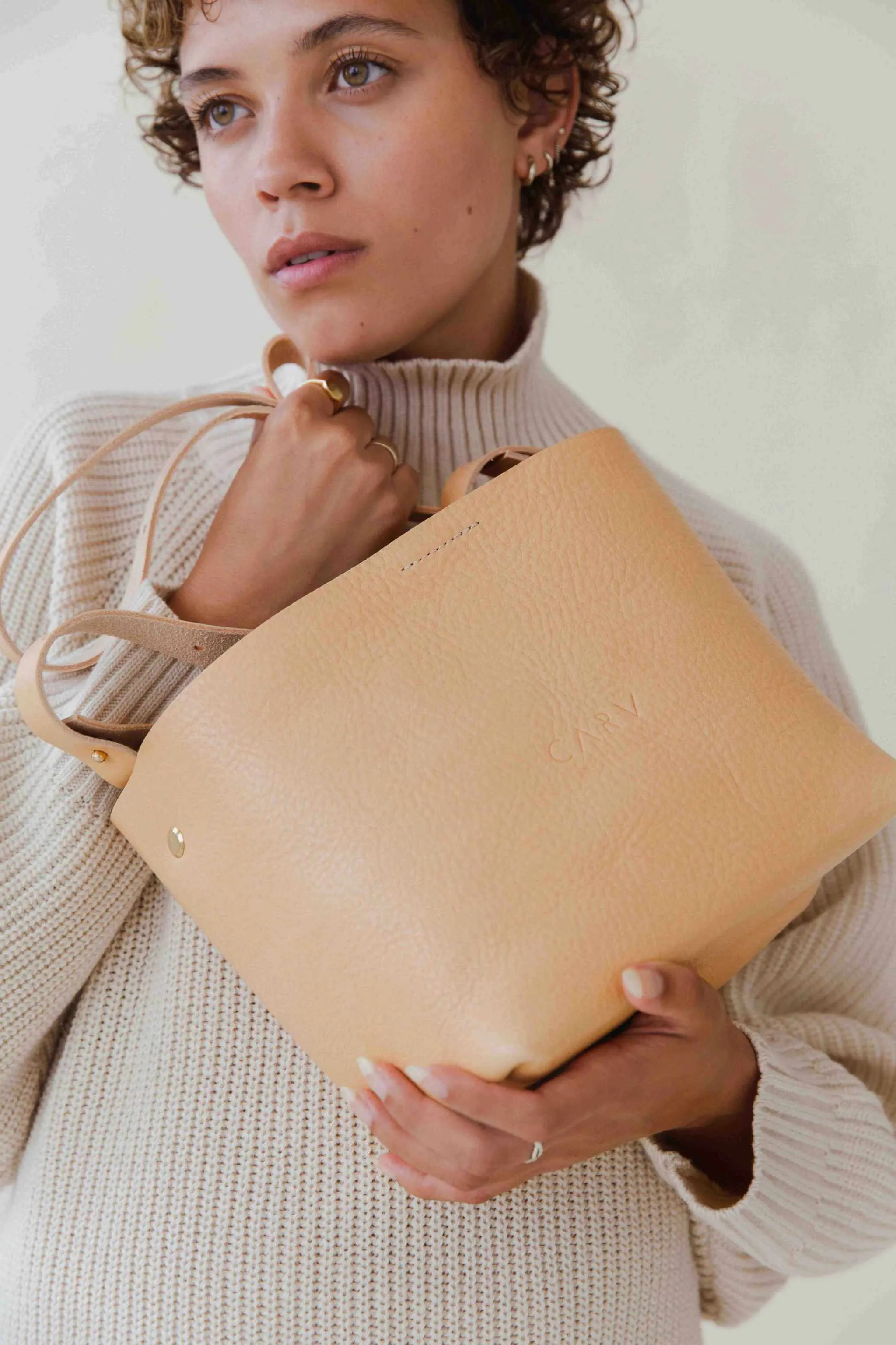 Basket Mini Leather Tote Bag in Black, Tan or Natural