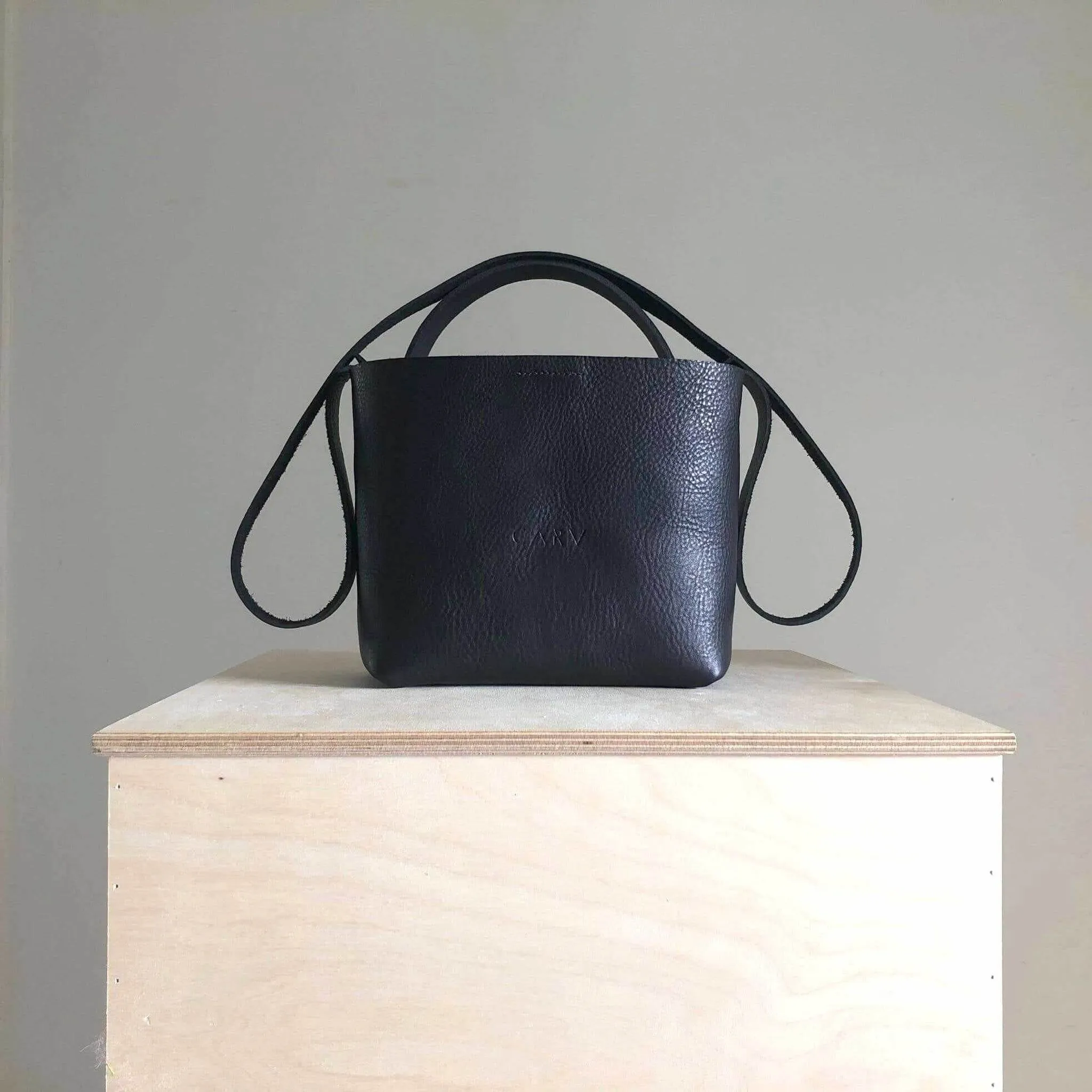 Basket Mini Leather Tote Bag in Black, Tan or Natural