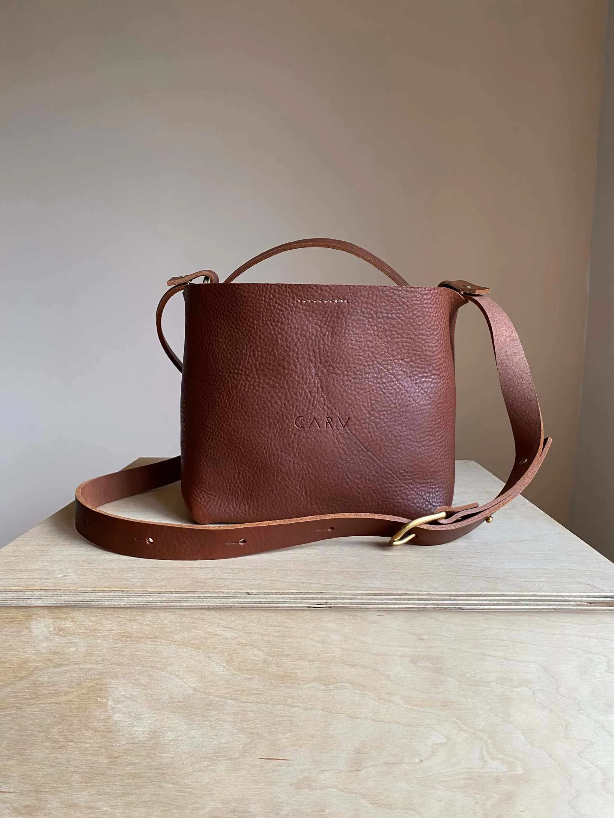 Basket Mini Leather Tote Bag in Black, Tan or Natural