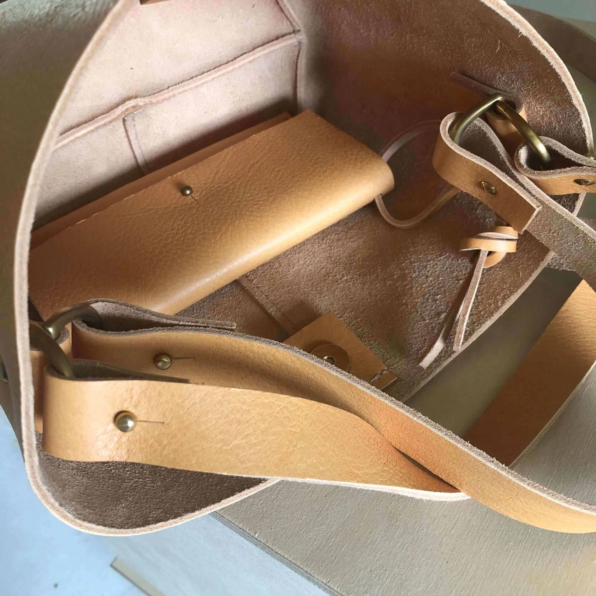 Basket Mini Leather Tote Bag in Black, Tan or Natural