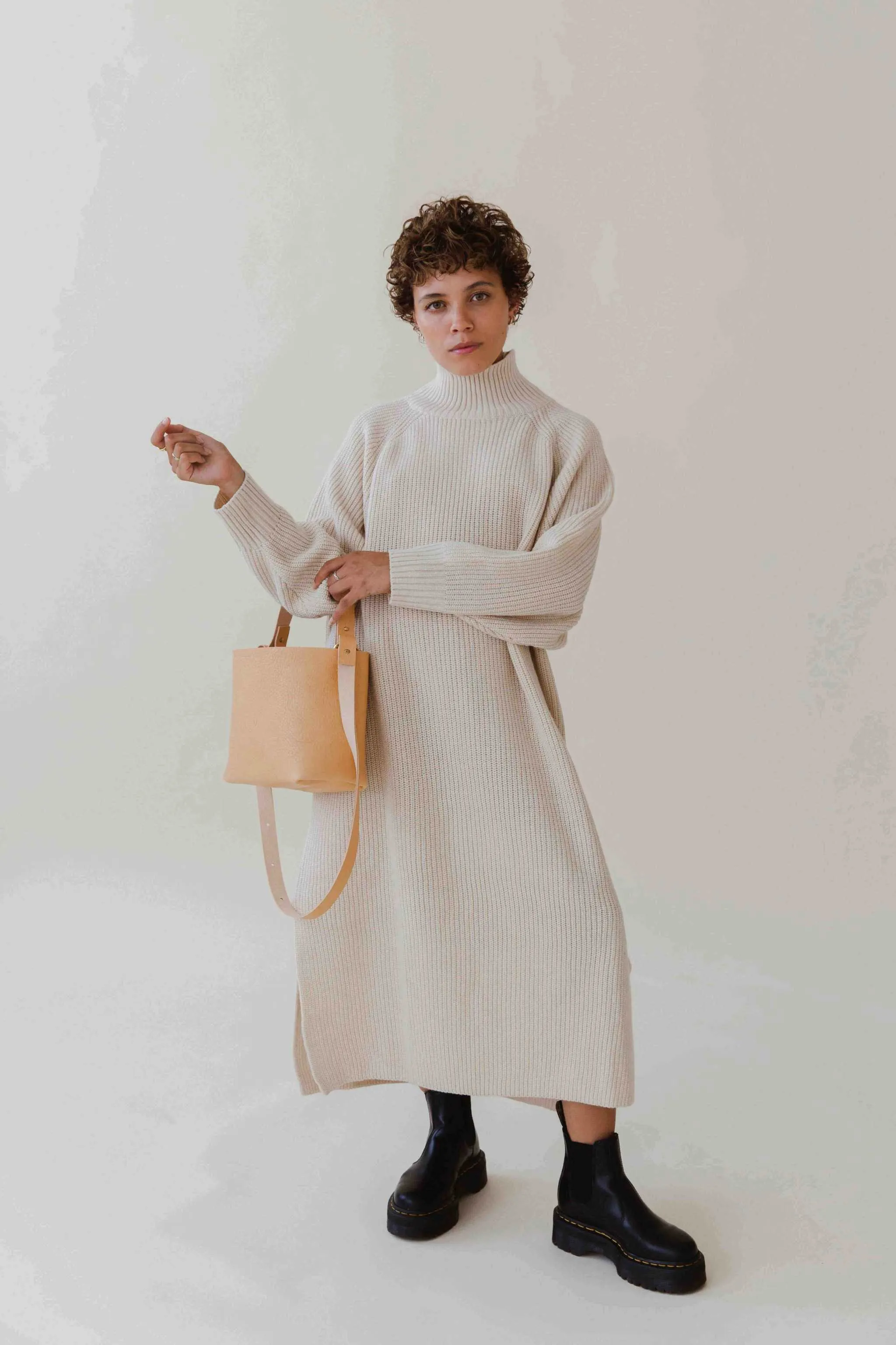 Basket Mini Leather Tote Bag in Black, Tan or Natural