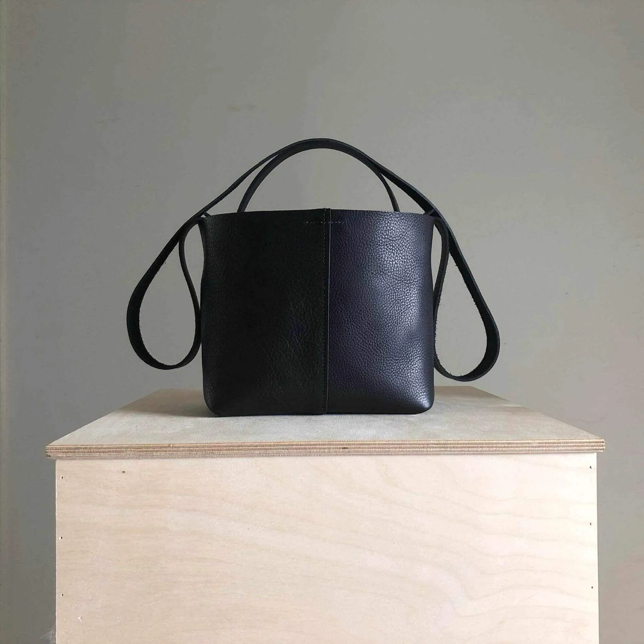 Basket Mini Leather Tote Bag in Black, Tan or Natural