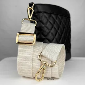 Beige Cream Heavy-duty Fabric Bag Strap (Adjustable 32-56" Shoulder to Crossbody Length) - Thick Cotton Canvas Woven Material 1.5" Wide