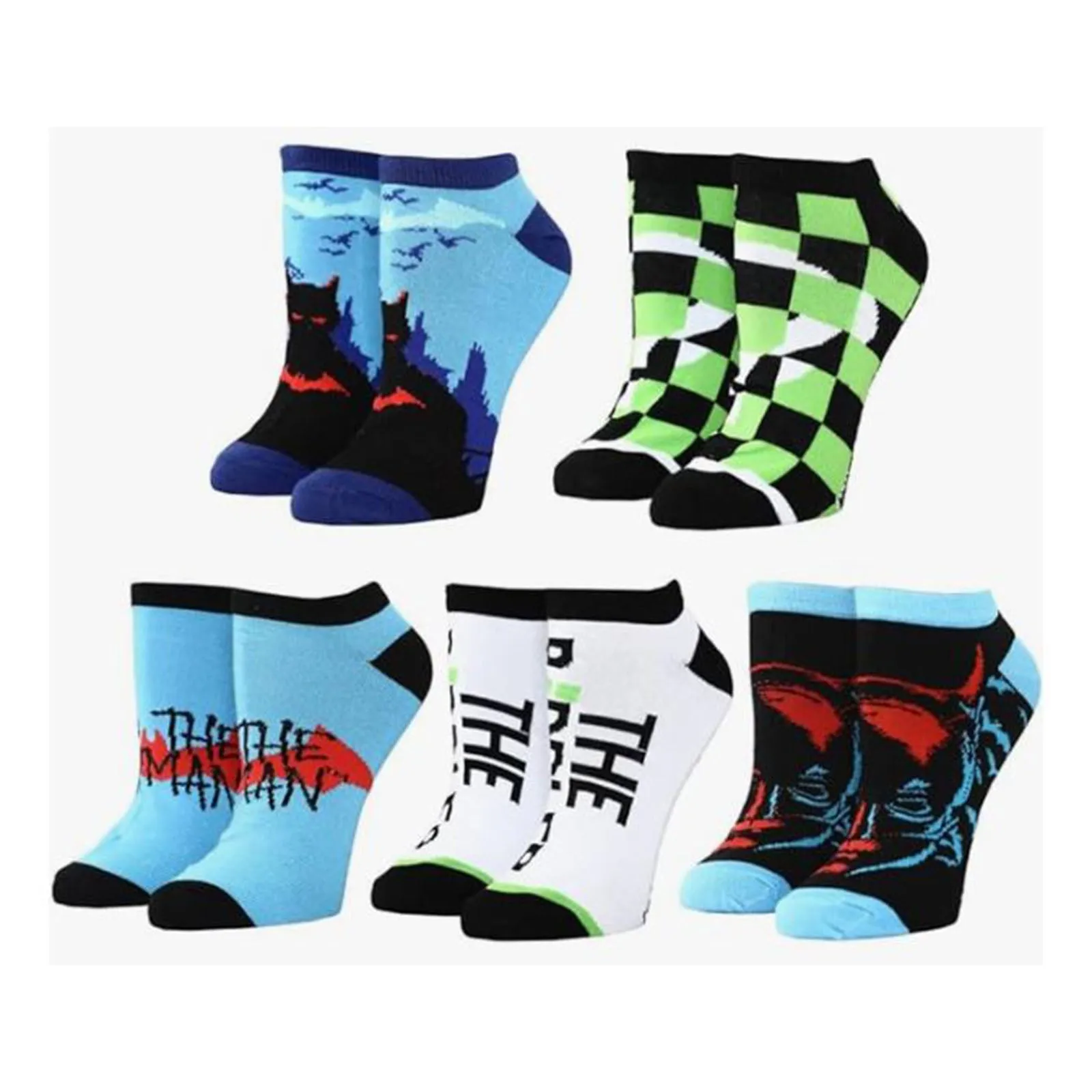 Bioworld The Batman Mix And Match 5 Pair Ankle Socks