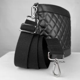 Black Heavy-duty Fabric Bag Strap (Adjustable 32-56" Shoulder to Crossbody Length) - Thick Cotton Canvas Woven Material 1.5" Wide