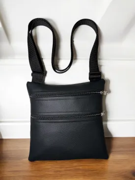 Black Small Multi-Pocket Crossbody Bag – Compact & Lightweight with Adjustable Strap