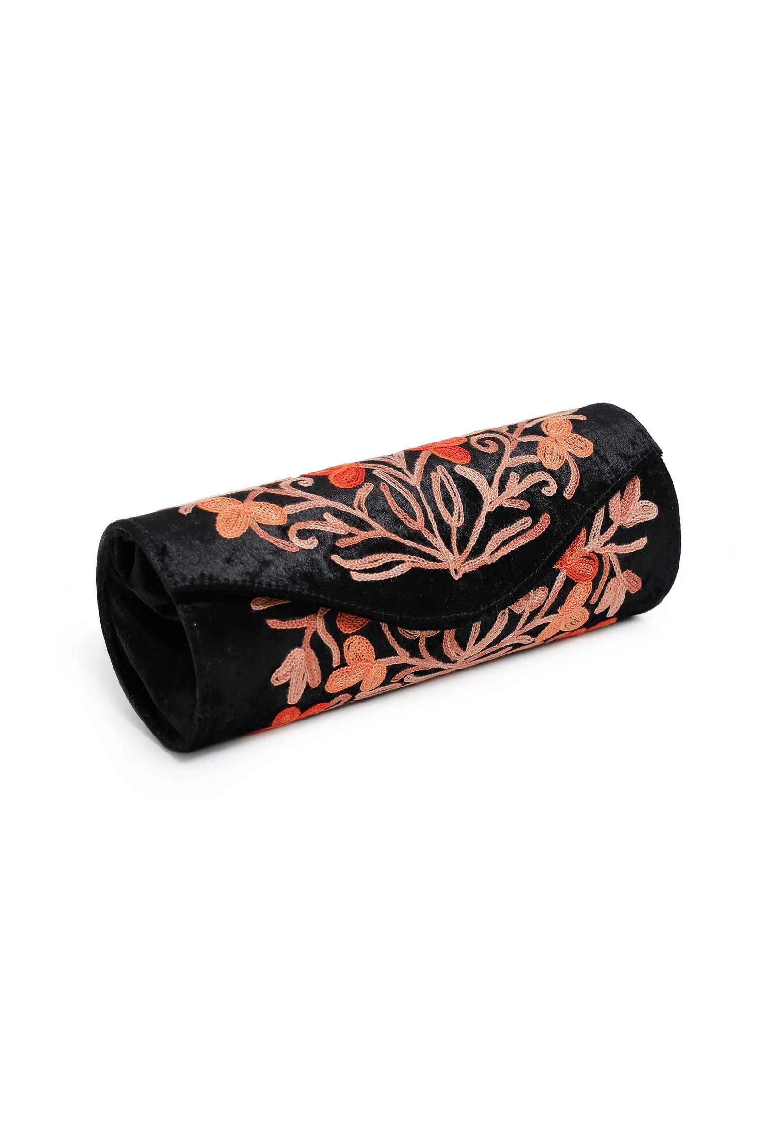 Black Tilla Embroidery Velvet Clutch