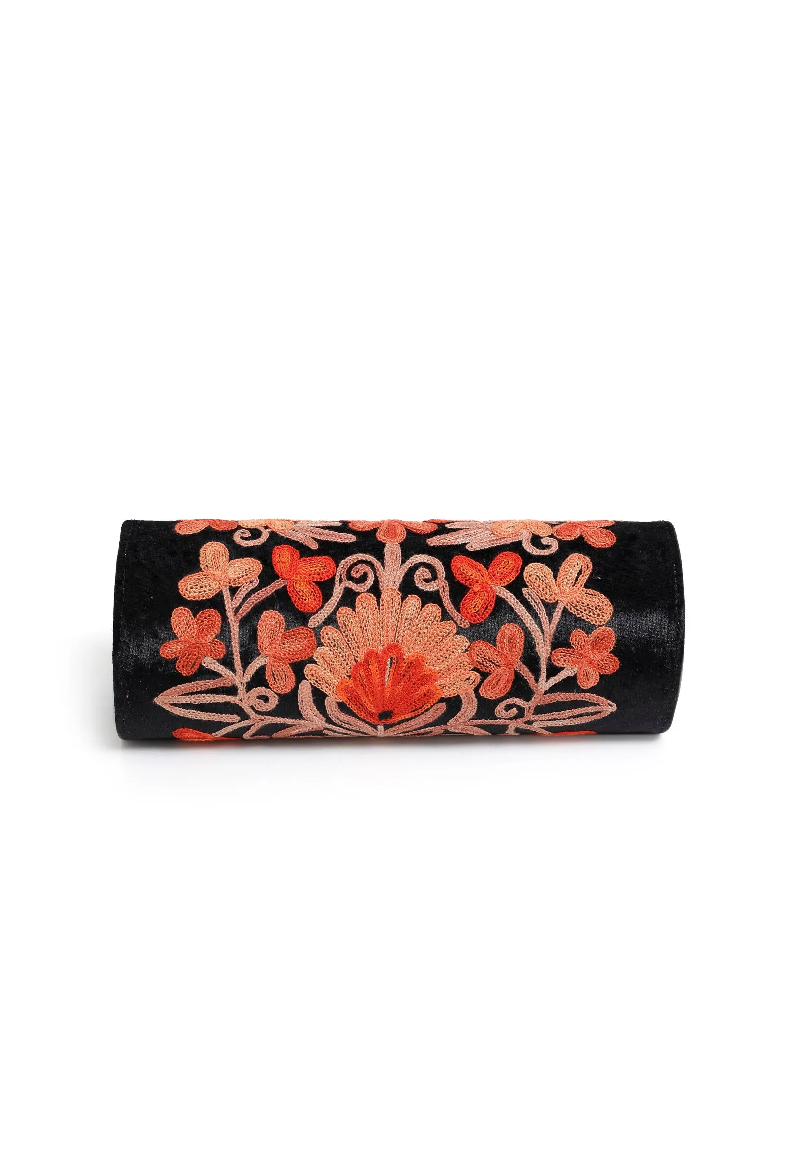 Black Tilla Embroidery Velvet Clutch