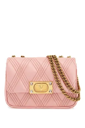 Borsa A Spalla Small Rock-chic Rosa Geranio In Pelle