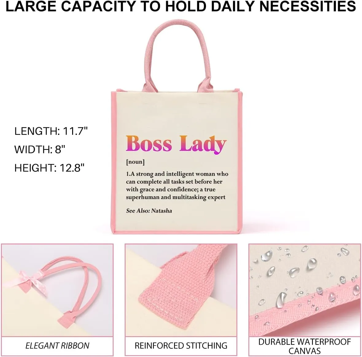Boss Lady Gifts for Women Boss Day Christmas Birthday Gifts for Bosses Leadership Reusable Tote Bag Beach Grocery Bags