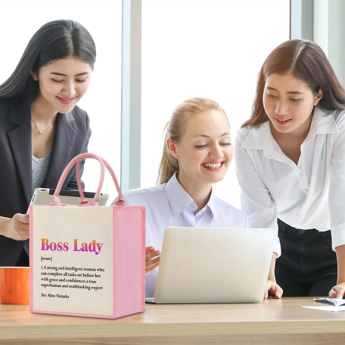 Boss Lady Gifts for Women Boss Day Christmas Birthday Gifts for Bosses Leadership Reusable Tote Bag Beach Grocery Bags