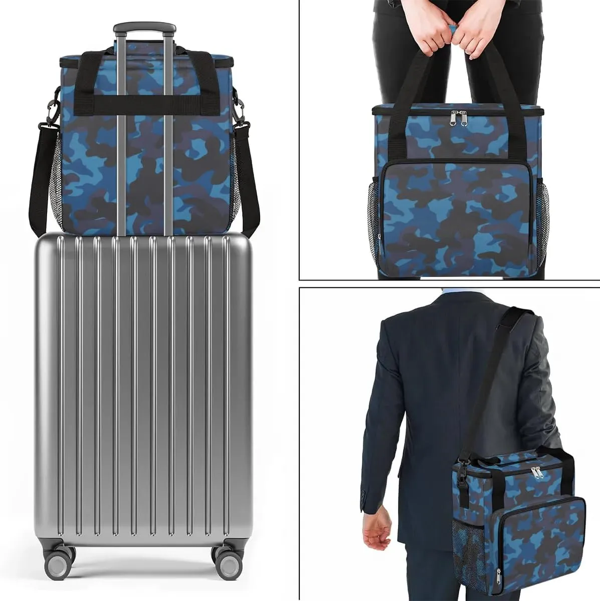 Camouflage Basket Coffee Maker Carring Bag Travel Carrying Storage Tote Bag Compatible with Keurig K-Mini or K-Mini Plus Portable Single Serve Coffee Brewer Case with Pockets for K-cup Pods