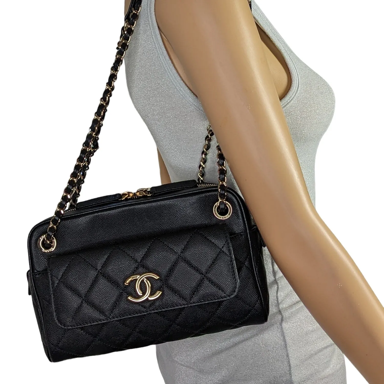 Chanel bag Black Caviar Quilted Small In & Out Camera Case