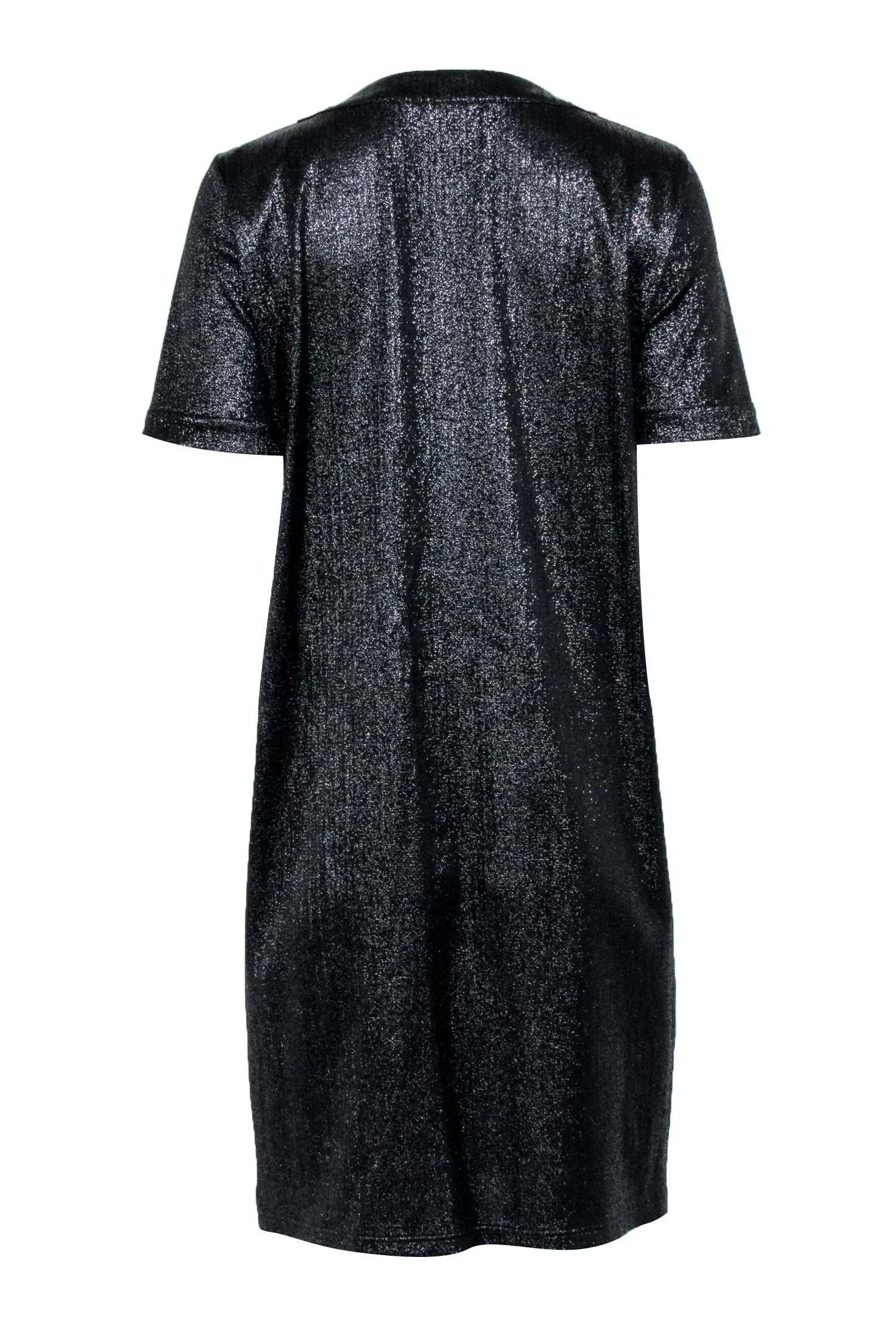 Chanel - Black Metallic Button Front Shirt Dress Sz 8