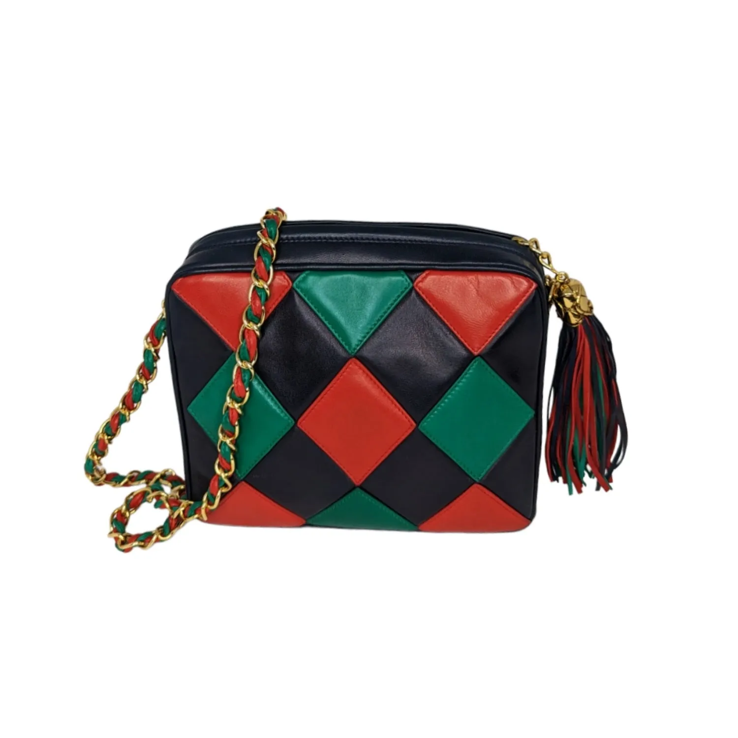 Chanel Vintage Harlequin Tassel Camera Shoulder Bag