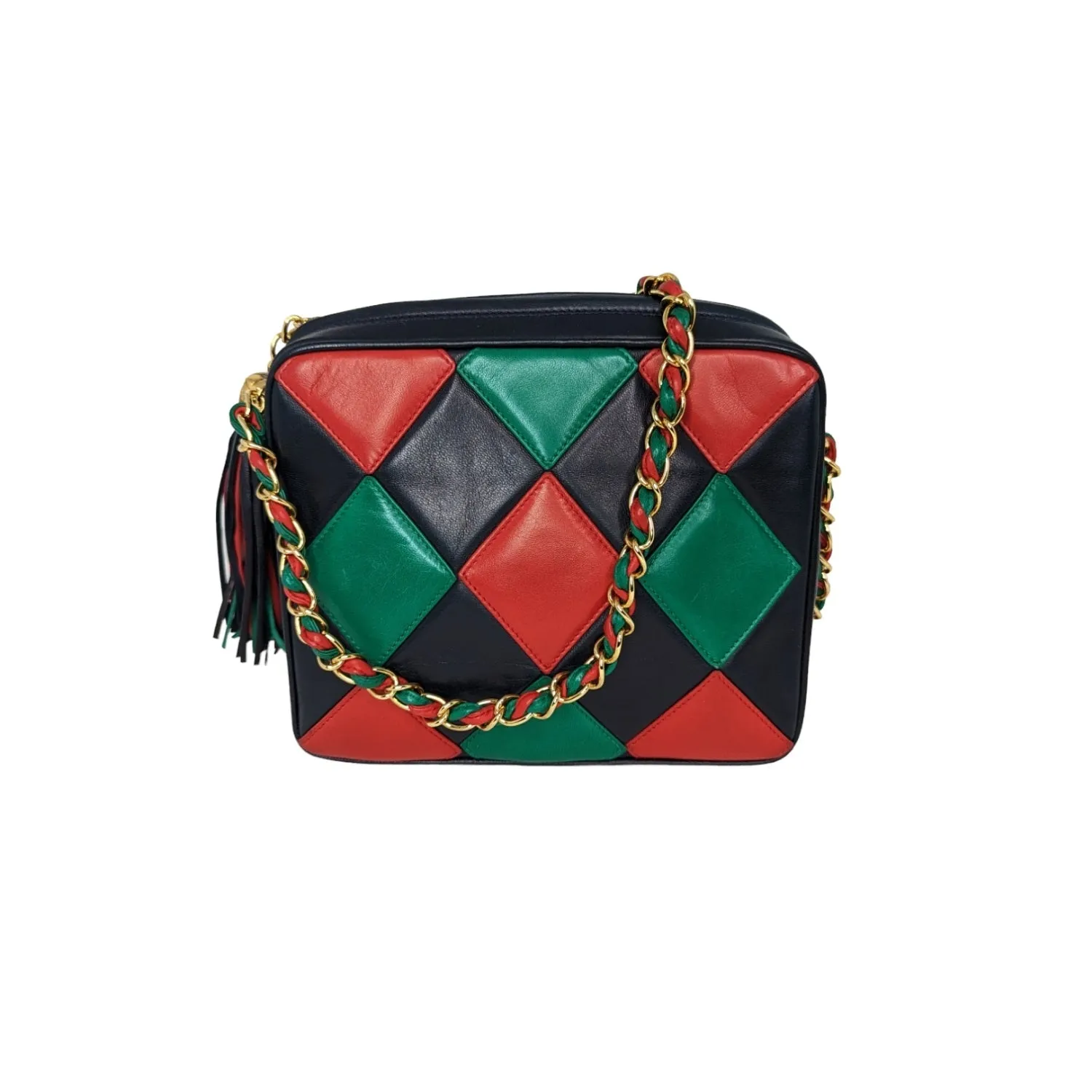 Chanel Vintage Harlequin Tassel Camera Shoulder Bag