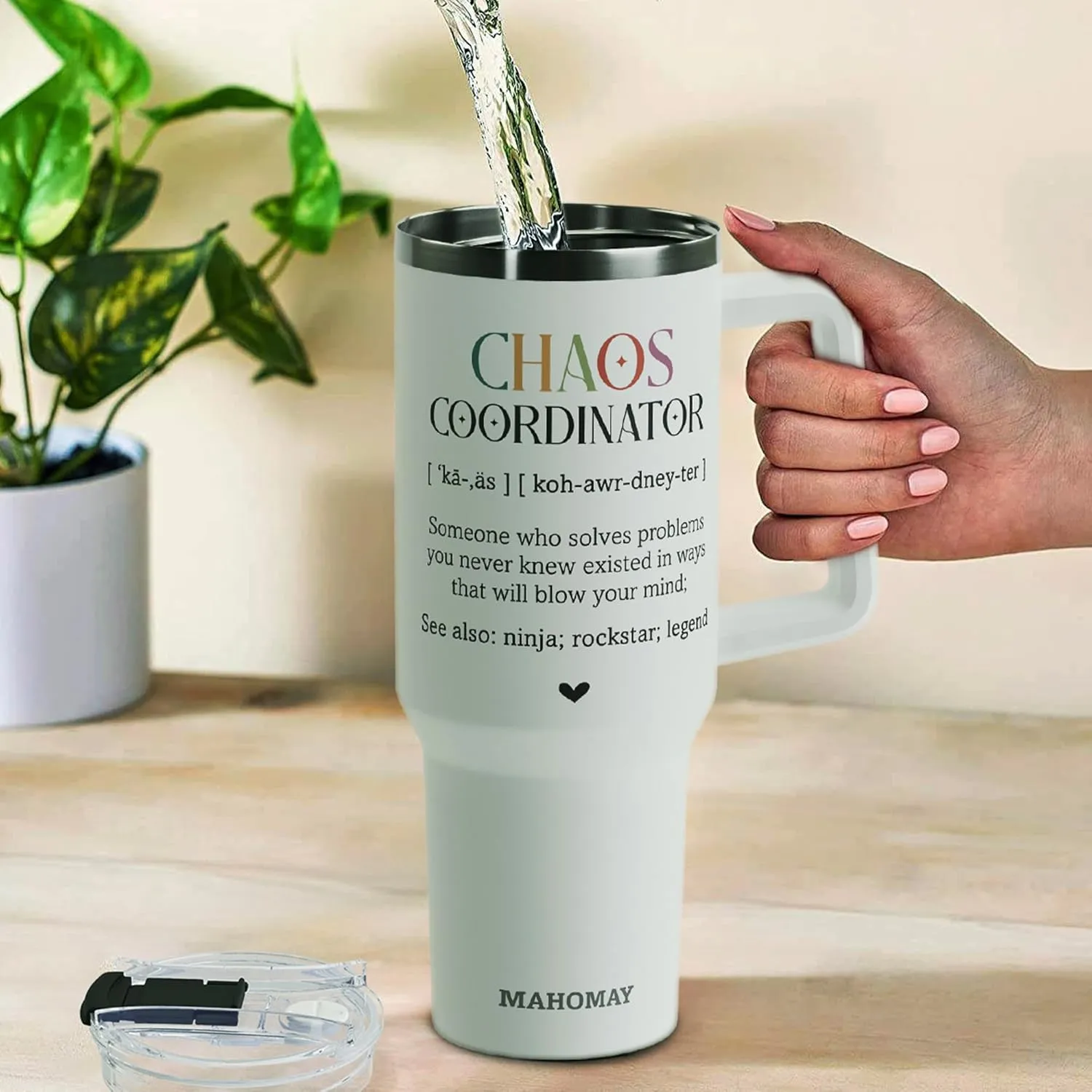Chaos Coordinator Gifts - Stainless Steel Tumbler With Handle 40oz for Birthday, Thank You, Christmas - Women, Mom, Coworker, Manager, Teacher, Boss