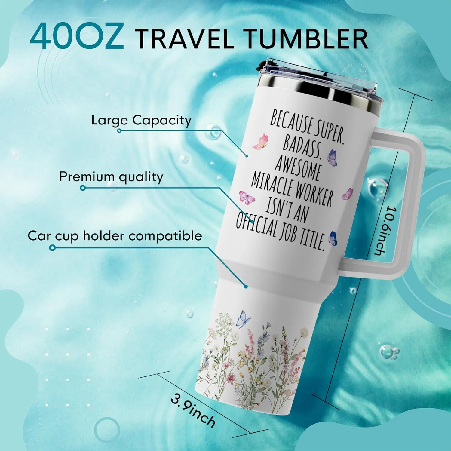 Chaos Coordinator Stainless Steel Tumbler with Handle and Straw - 40oz - Birthday, Christmas, Thank You Gifts for Women, Teacher, Mom, Coworker, Manager, Boss