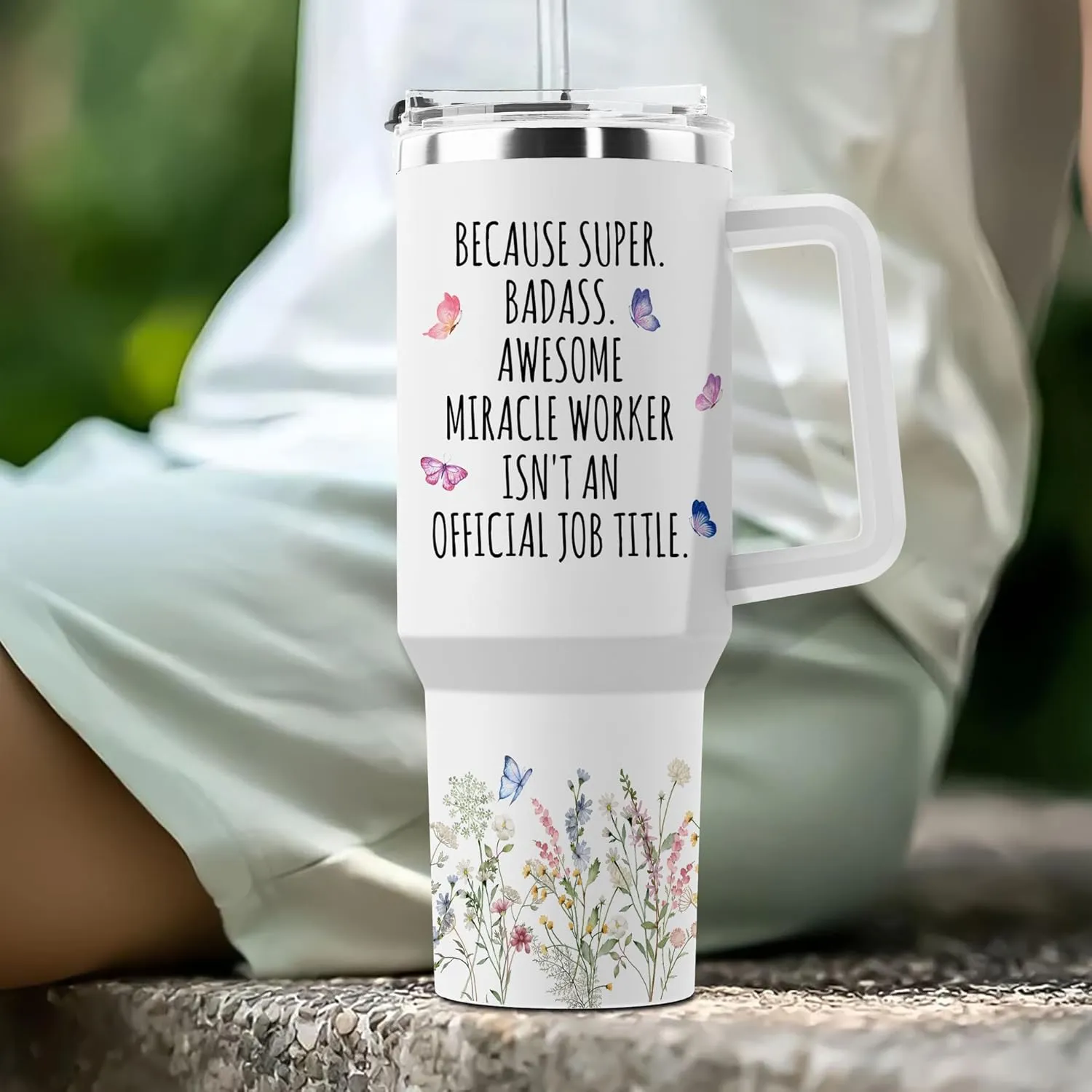 Chaos Coordinator Stainless Steel Tumbler with Handle and Straw - 40oz - Birthday, Christmas, Thank You Gifts for Women, Teacher, Mom, Coworker, Manager, Boss