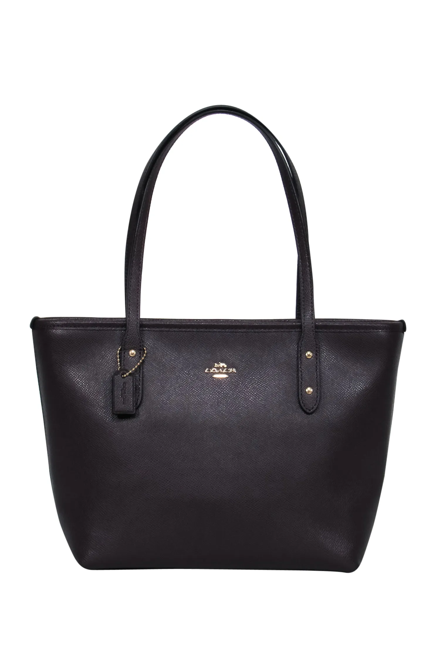 Coach - Deep Plum Textured Leather Mini Tote Bag