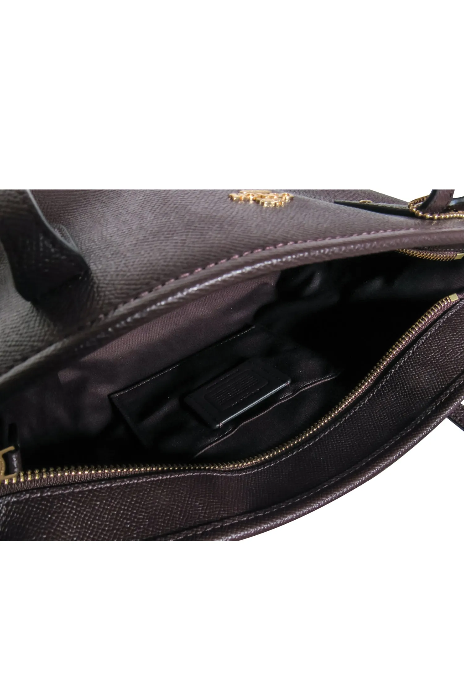 Coach - Deep Plum Textured Leather Mini Tote Bag