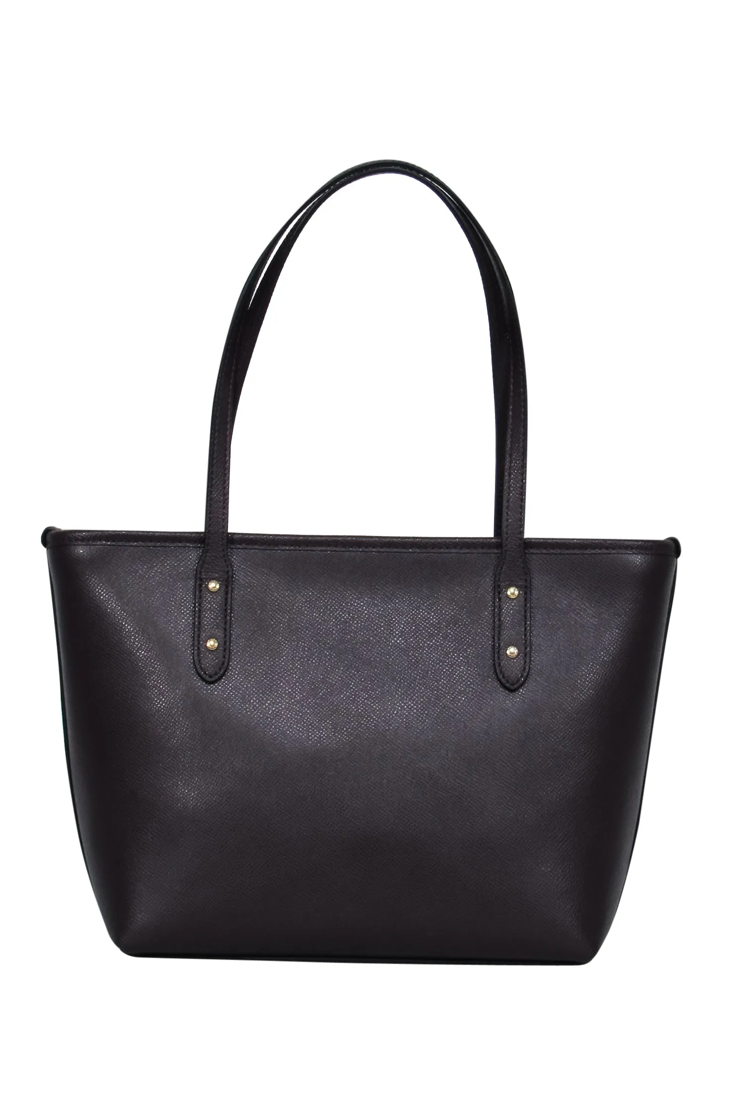 Coach - Deep Plum Textured Leather Mini Tote Bag
