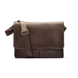 Courier's Leather Messenger Bag - Brown Pebble Grain