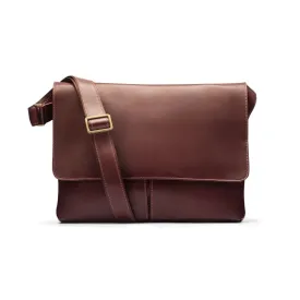 Courier's Leather Messenger Bag - Dark Tan