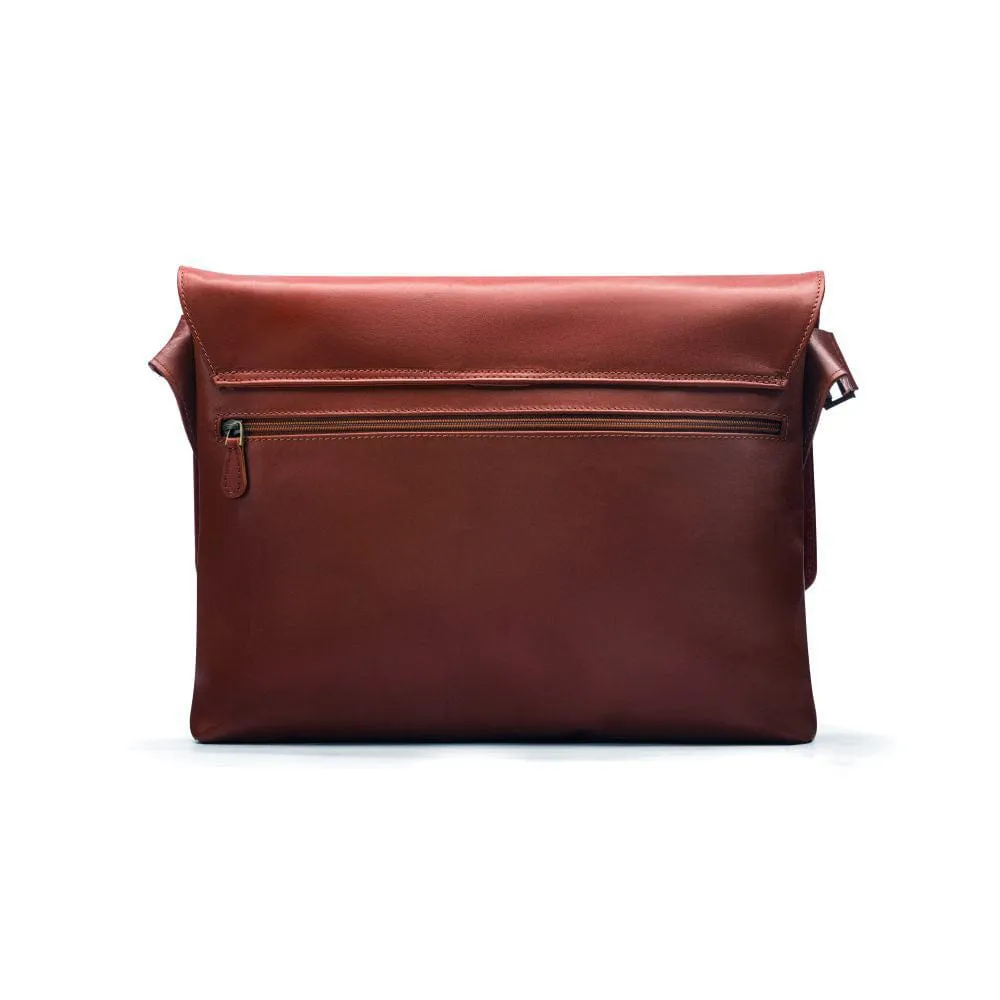 Courier's Leather Messenger Bag - Dark Tan
