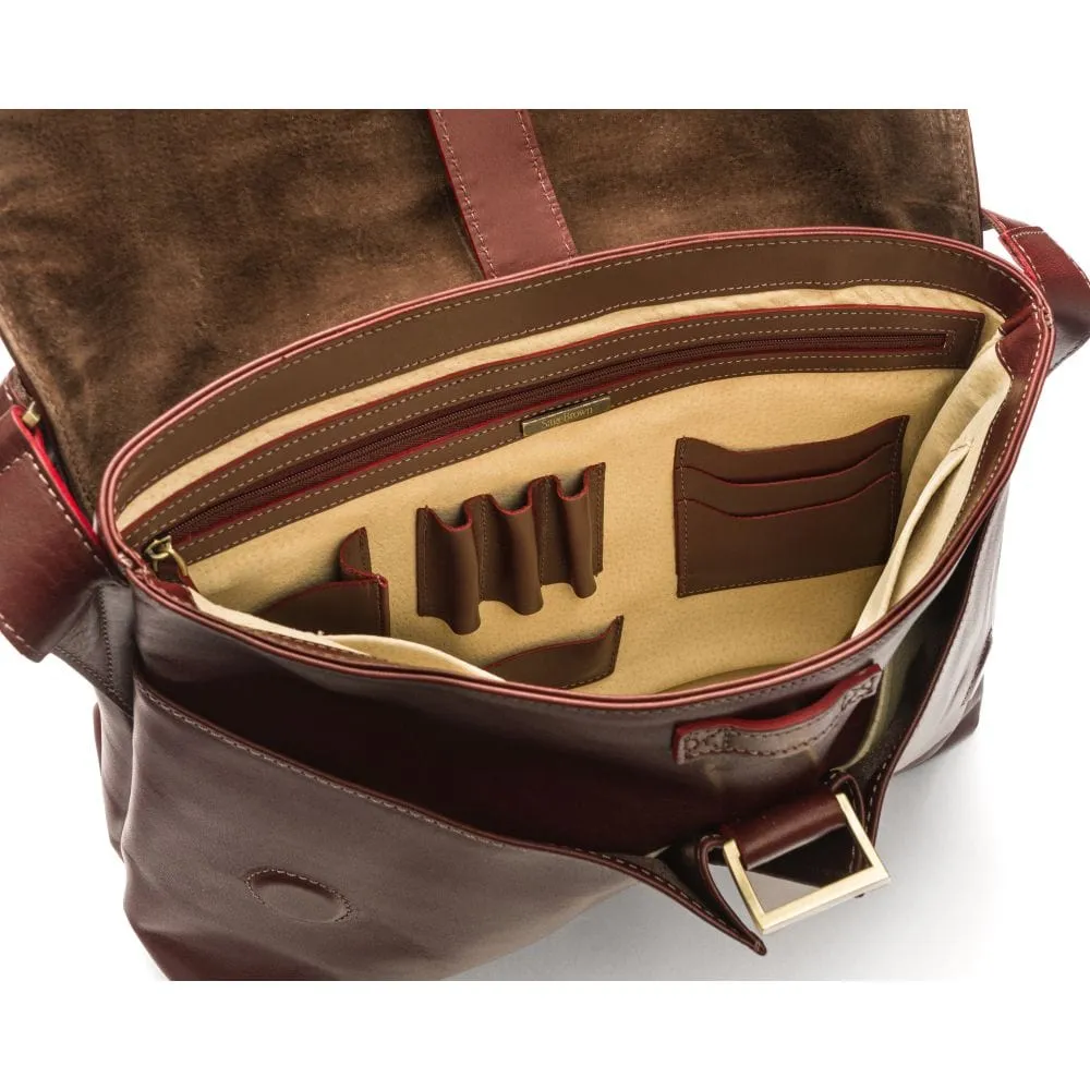 Courier's Leather Messenger Bag - Dark Tan