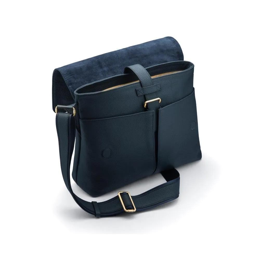 Courier's Leather Messenger Bag - Navy Pebble Grain