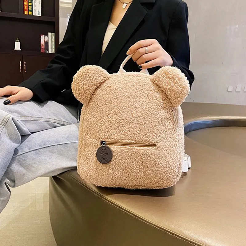 Cute Bear Shaped Shoulder Backpack – Portable Travel & Shopping Rucksack for Kids and Women