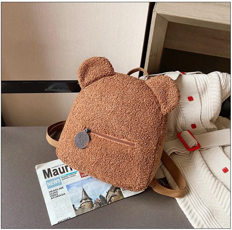 Cute Bear Shaped Shoulder Backpack – Portable Travel & Shopping Rucksack for Kids and Women