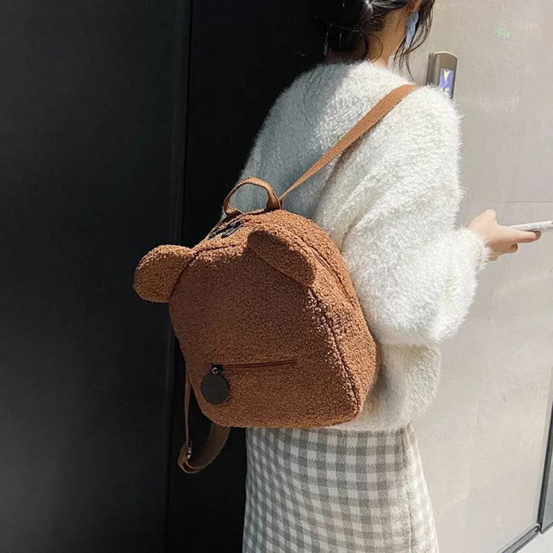 Cute Bear Shaped Shoulder Backpack – Portable Travel & Shopping Rucksack for Kids and Women