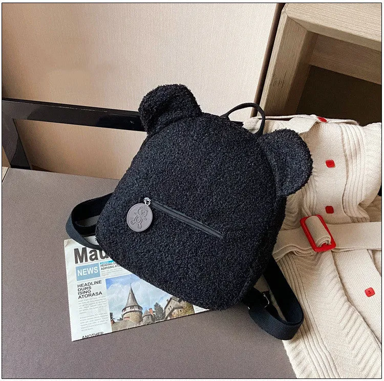 Cute Bear Shaped Shoulder Backpack – Portable Travel & Shopping Rucksack for Kids and Women