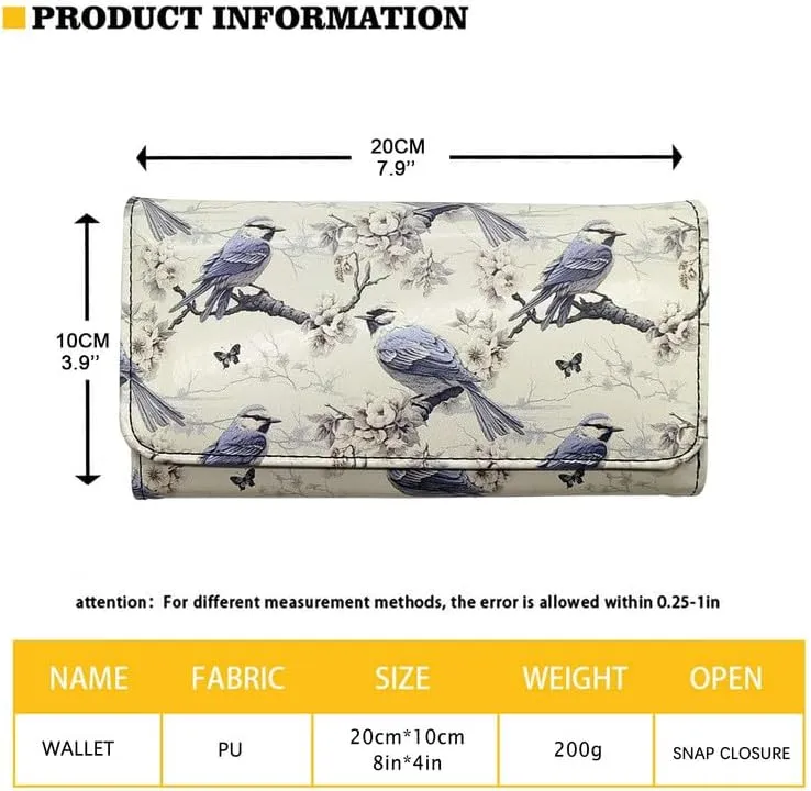 Cute Daisy PU Leather Trifold Wallets for Women Blue Pink Minimalism Aesthetic Floral Money Manager Womens Leather Wallets Tall Billfold Cash Wallet