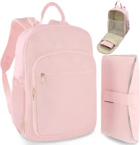 Diaper Bag Backpack Small Diaper Baby Bag for Travel, Mini Lightweight Diaper Backpack with Changing Pad Insulated Pockets (Pink)