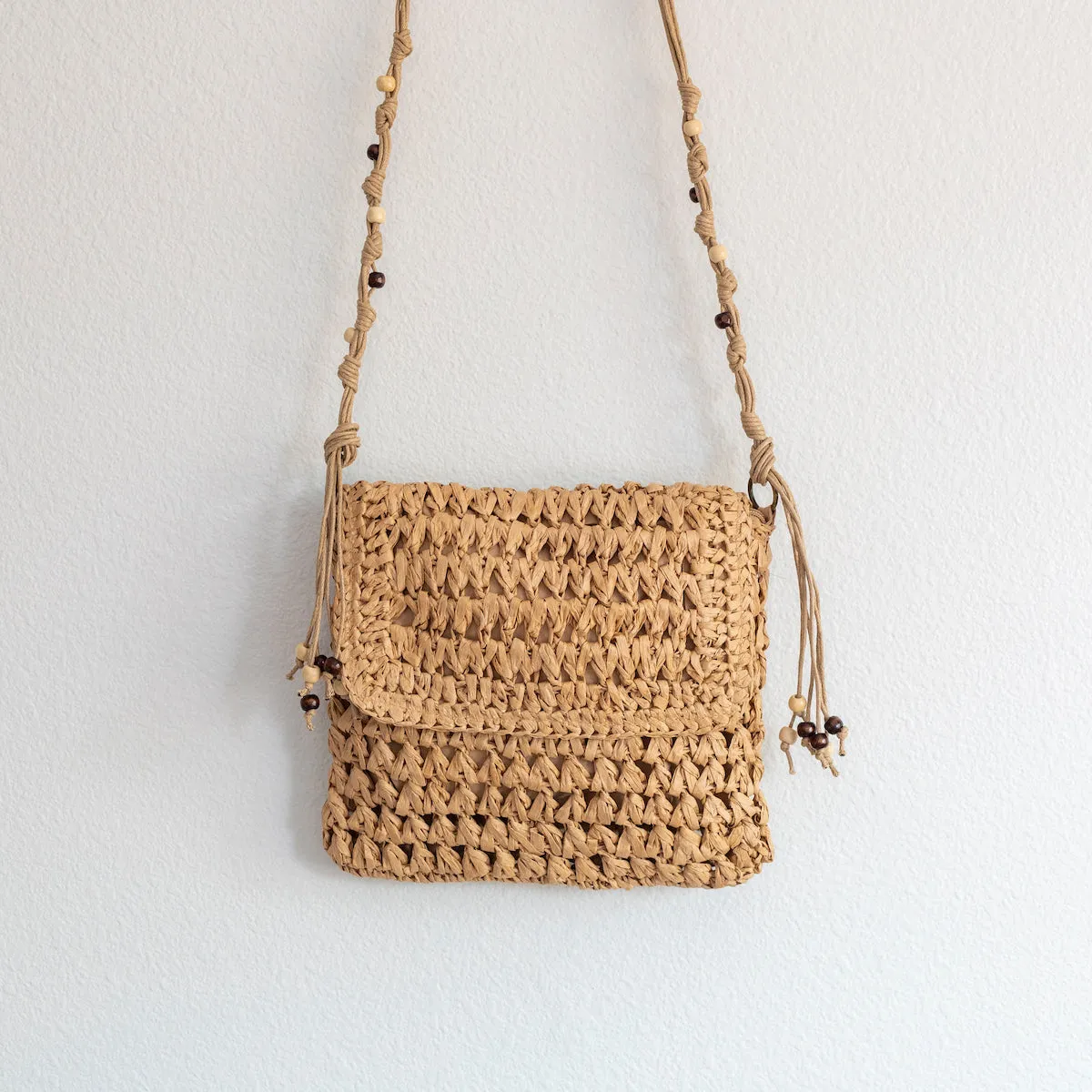 Elena Handbags Boho Straw Square Messenger Purse with Tassel