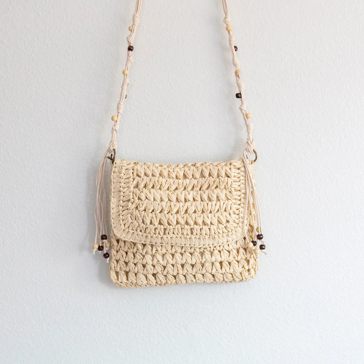 Elena Handbags Boho Straw Square Messenger Purse with Tassel