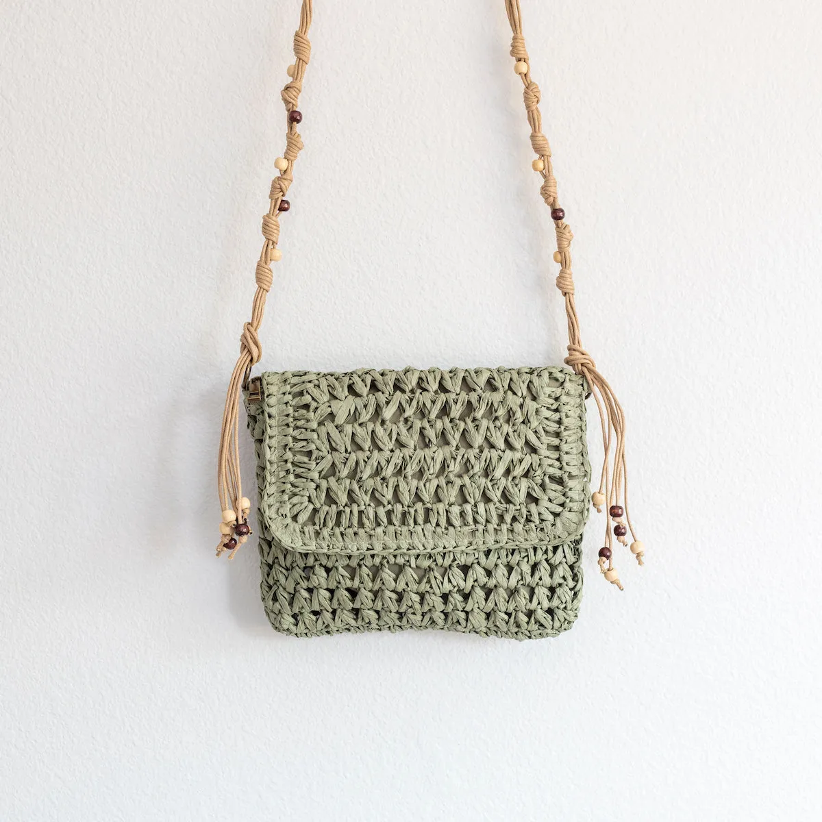 Elena Handbags Boho Straw Square Messenger Purse with Tassel
