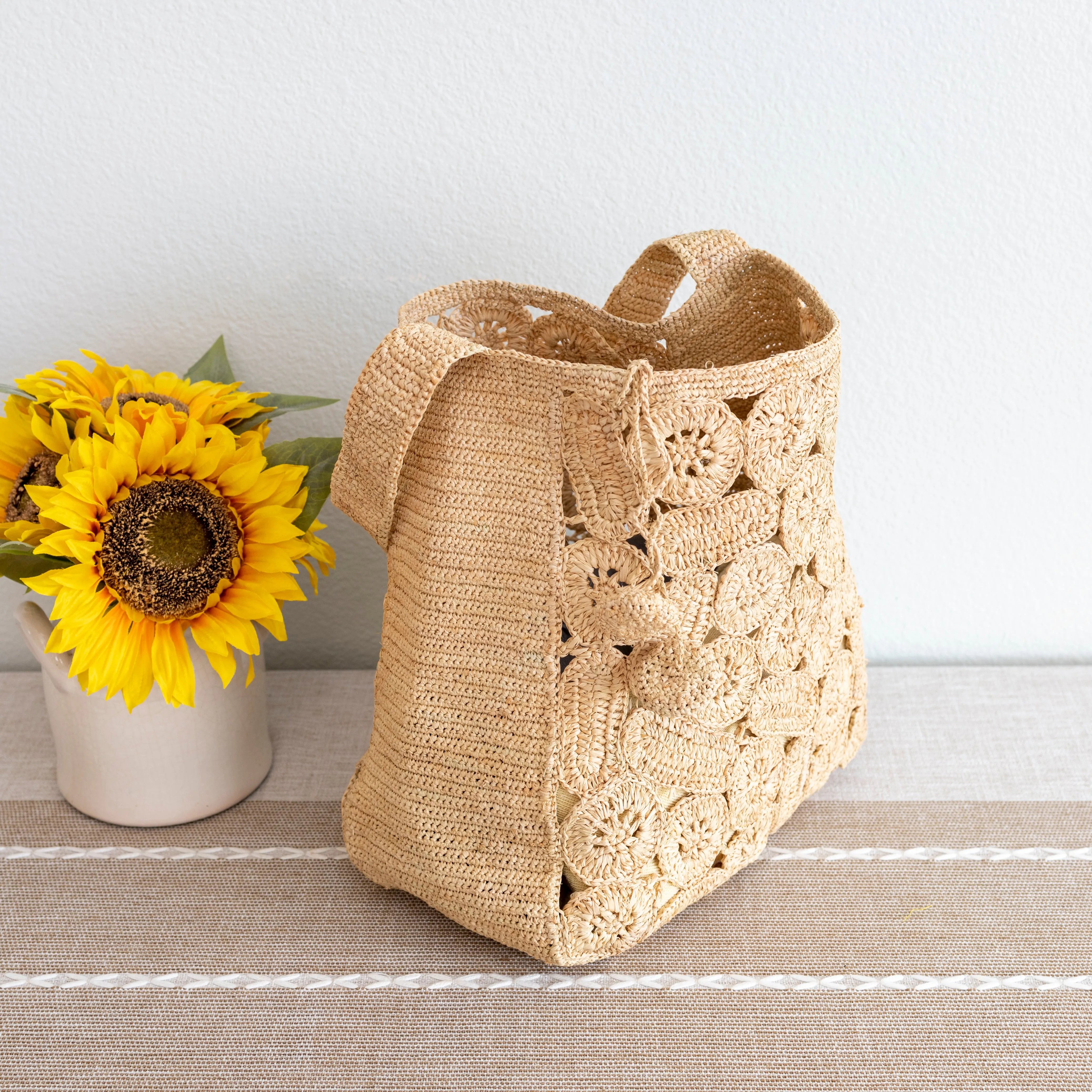 Elena Handbags Soft Raffia Woven Summer Straw Shoulder Bag