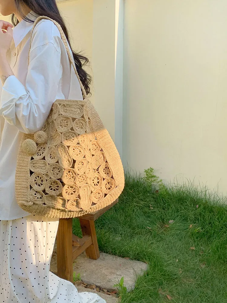 Elena Handbags Soft Raffia Woven Summer Straw Shoulder Bag