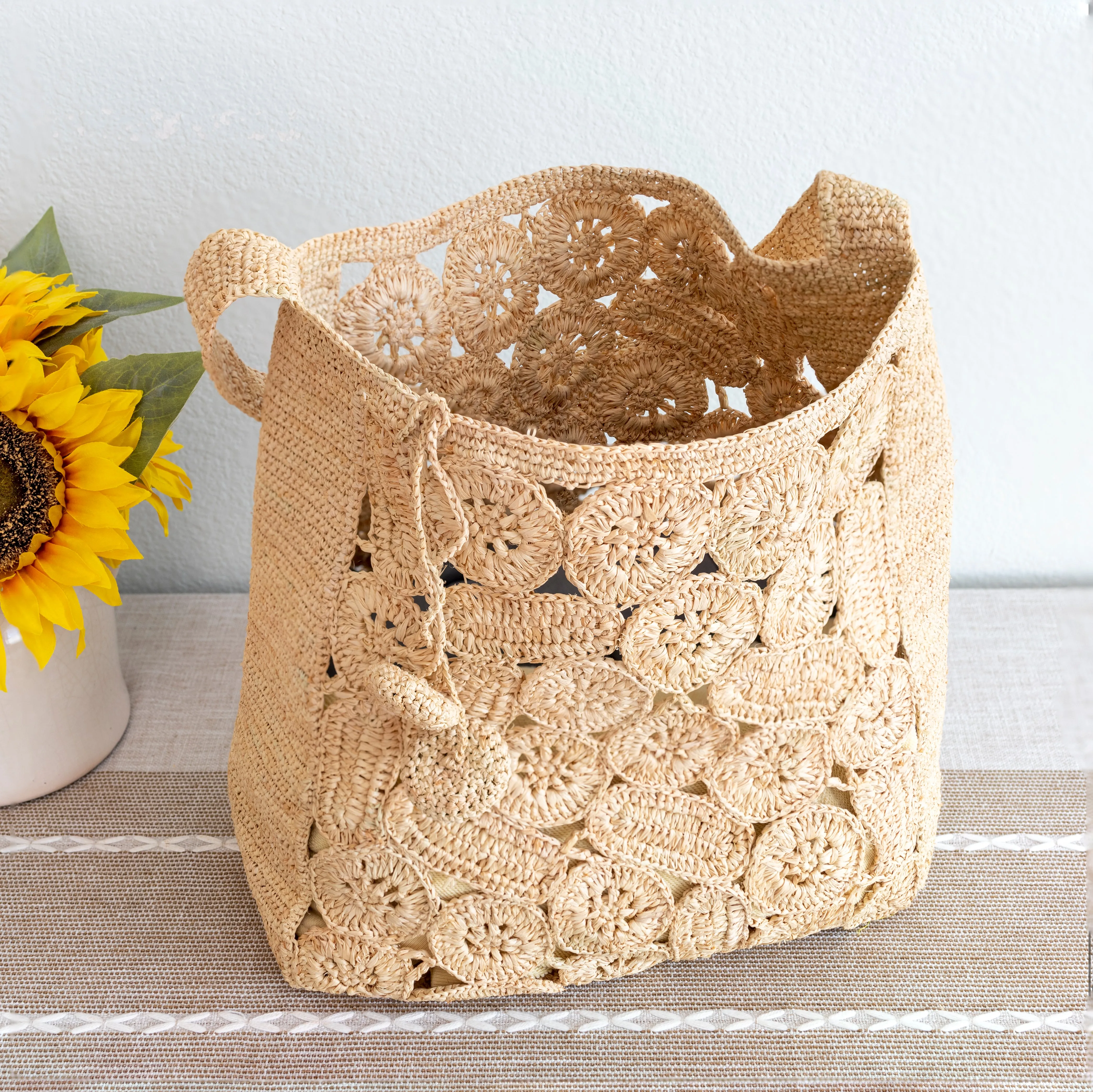 Elena Handbags Soft Raffia Woven Summer Straw Shoulder Bag