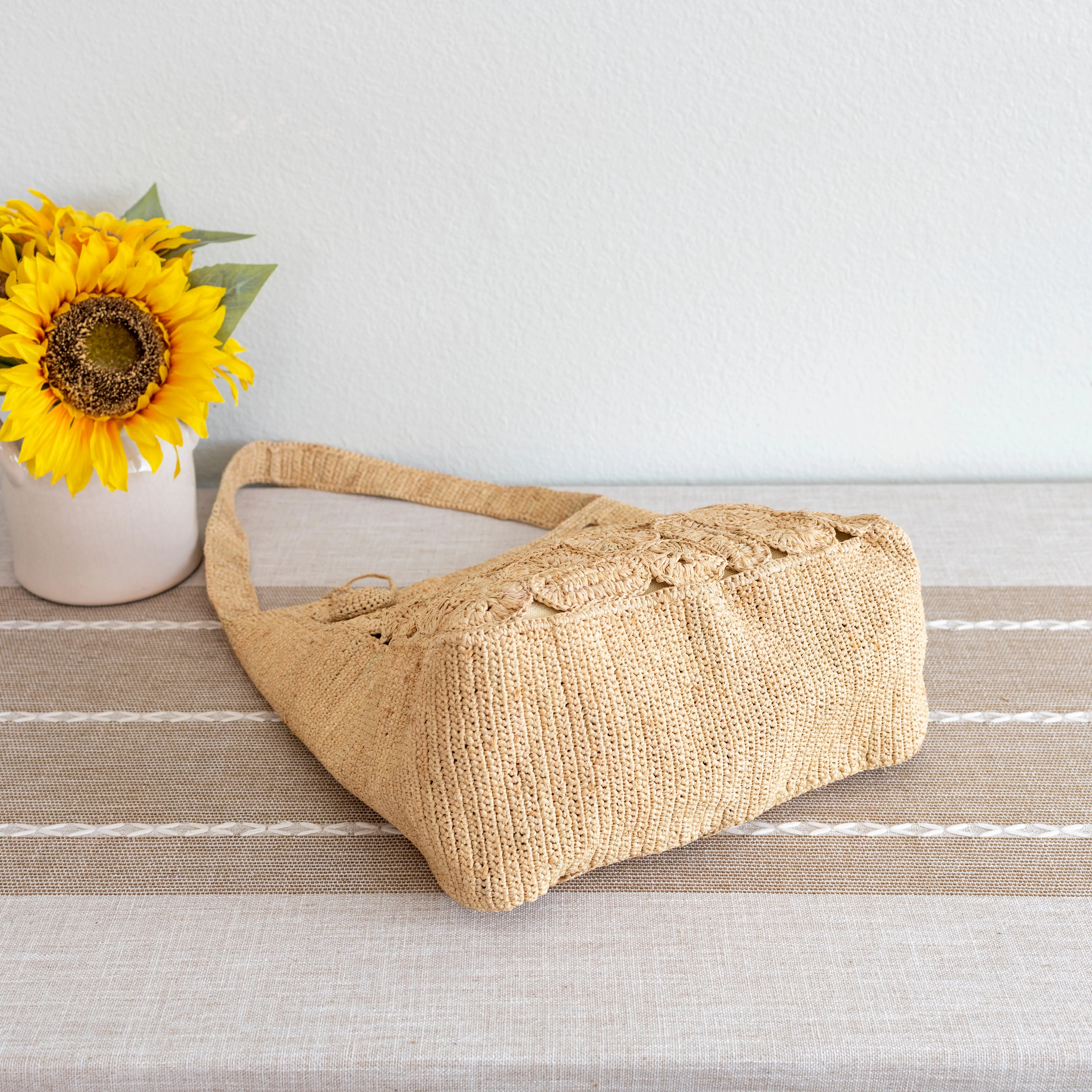 Elena Handbags Soft Raffia Woven Summer Straw Shoulder Bag