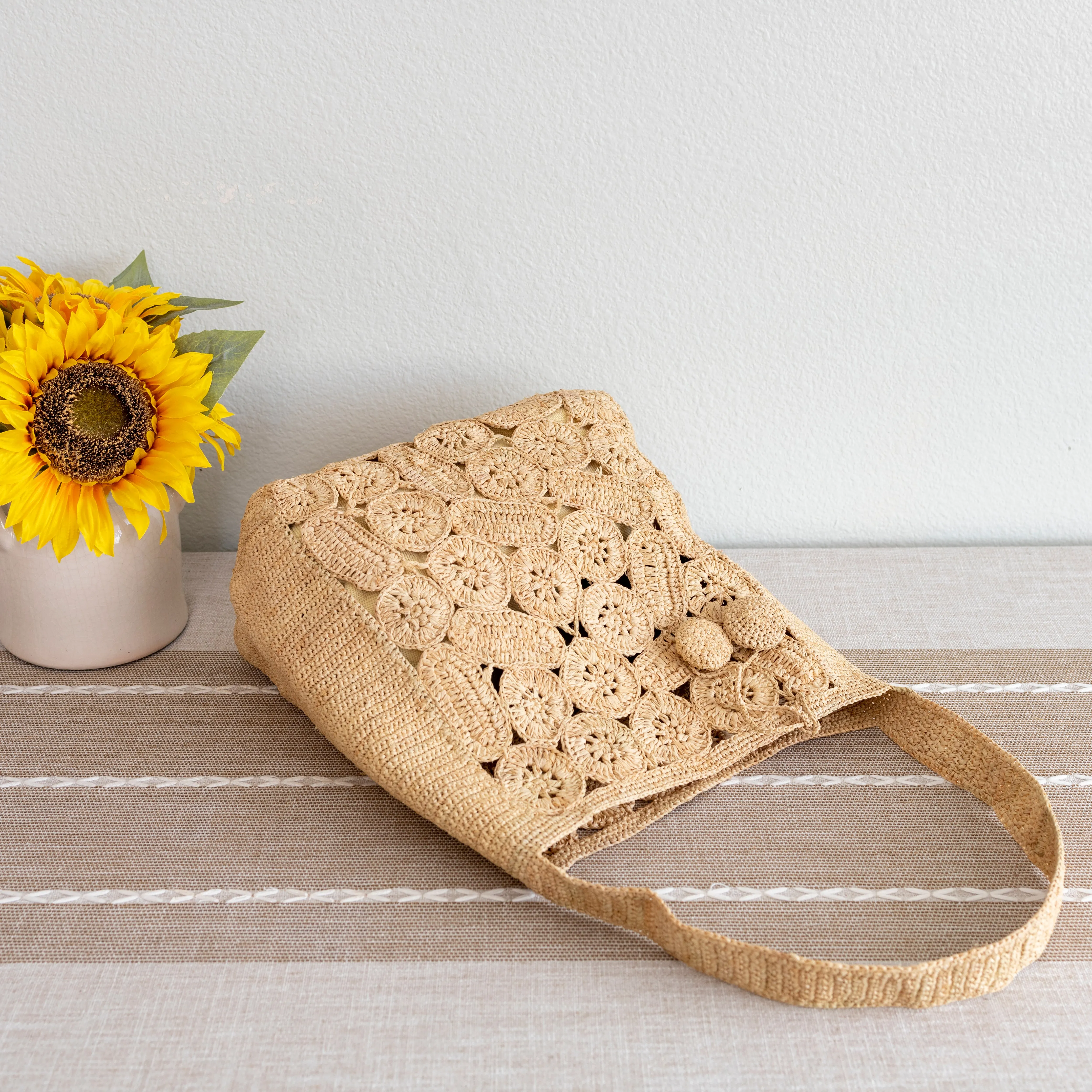 Elena Handbags Soft Raffia Woven Summer Straw Shoulder Bag
