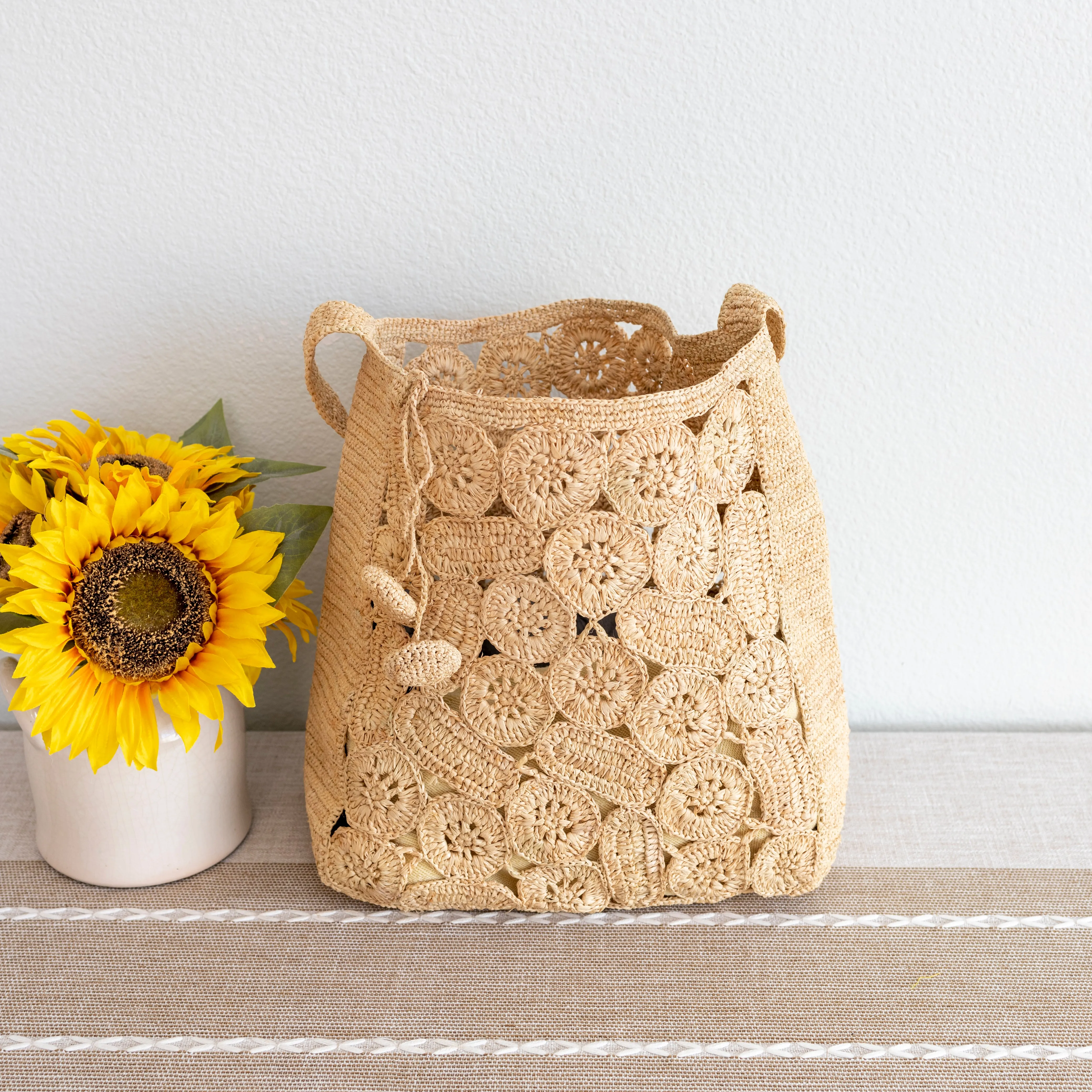 Elena Handbags Soft Raffia Woven Summer Straw Shoulder Bag